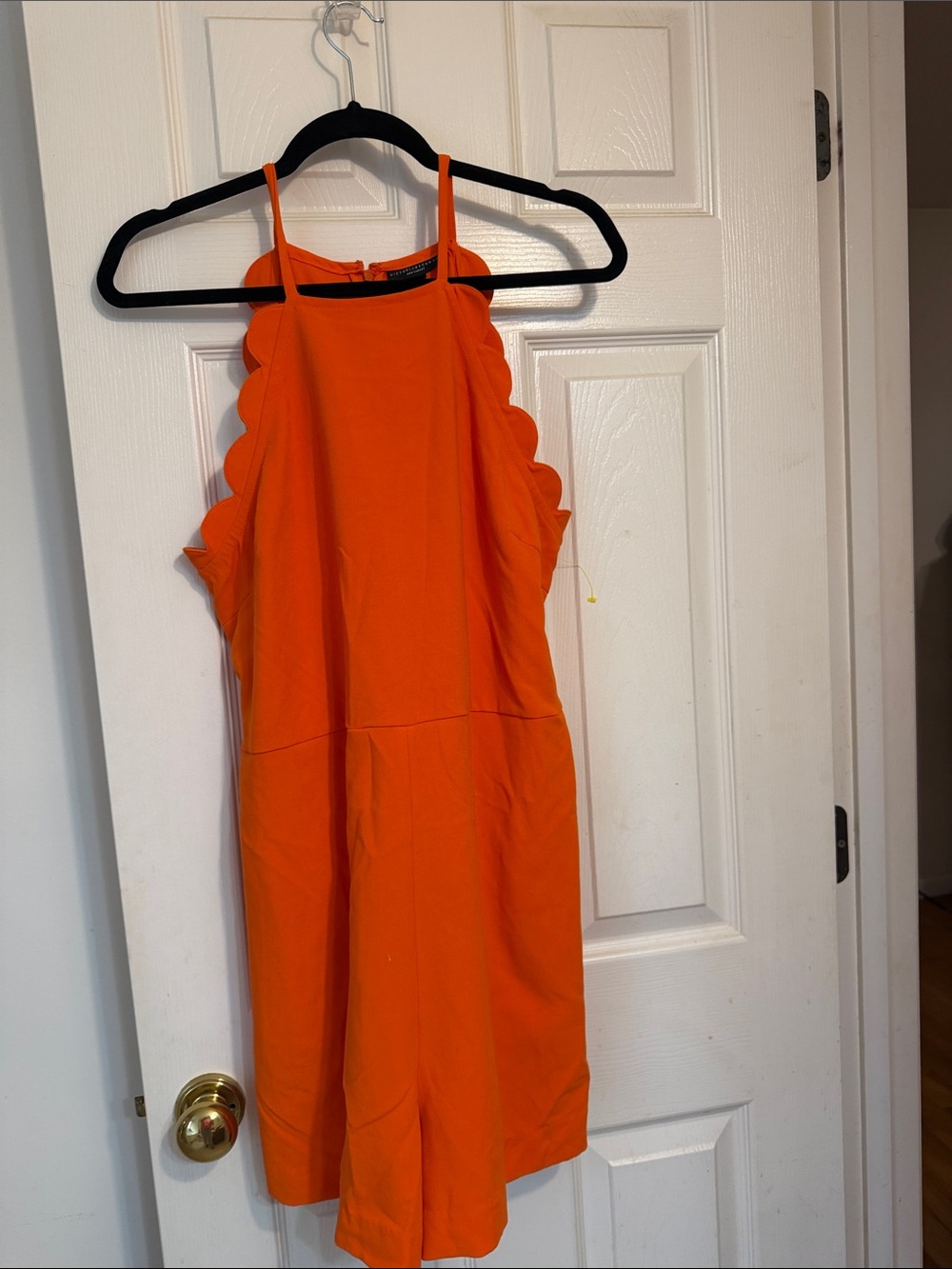 Victoria Beckham Orange Scallop-Edge Mini Dress